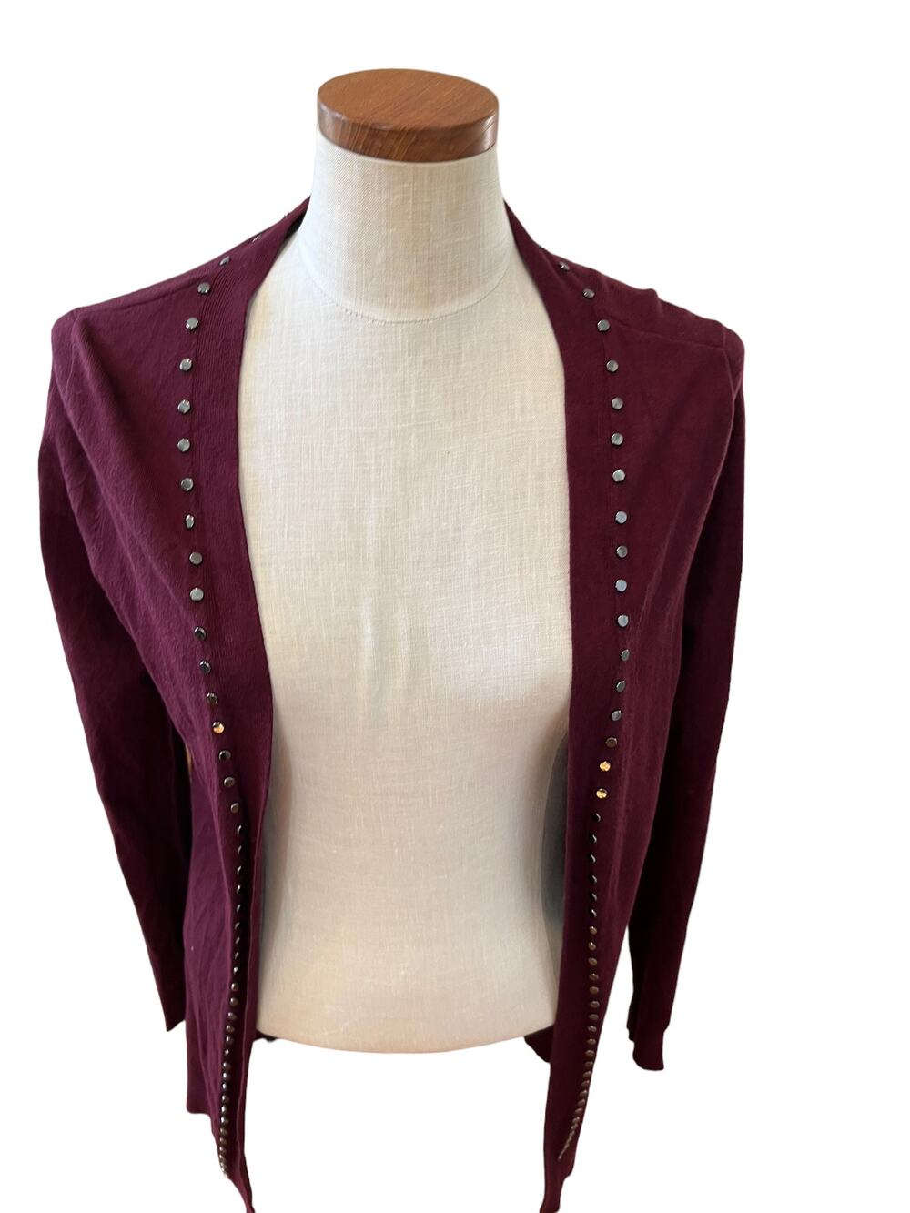 WHBM White House Black Market Cardigan Sweater Burgundy S